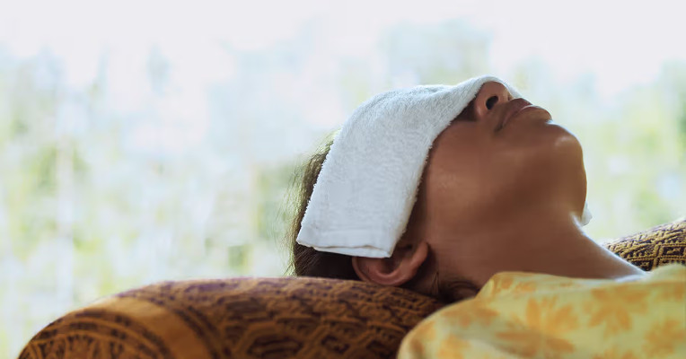 Cold compress on eyes