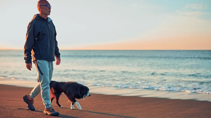 Person walking with a dog
