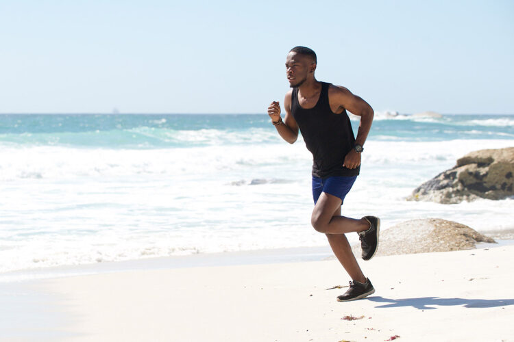 Man running at the beach