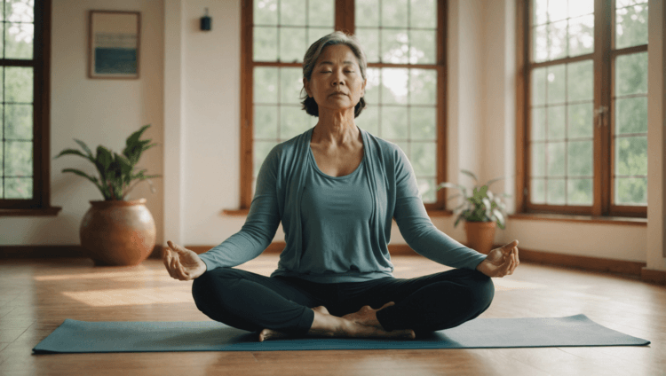Woman yoga breathing