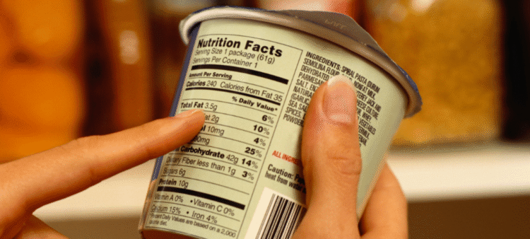 Reading food label